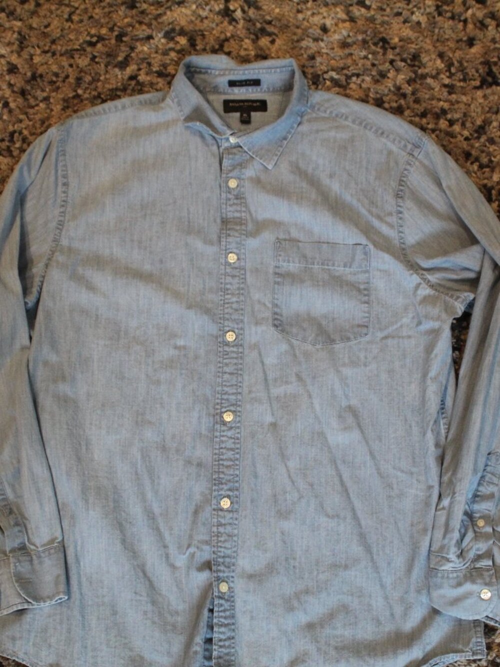 Banana Republic Shirt Men XL Blue Chambray Denim Slim Fit Button Up Casual VTG